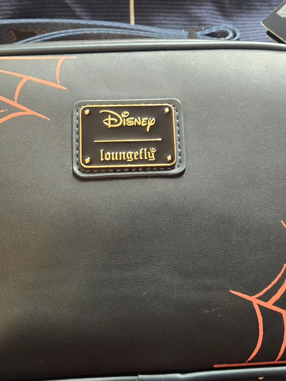 Disney Loungefly Black Crossbody with Red Spiderweb Accents